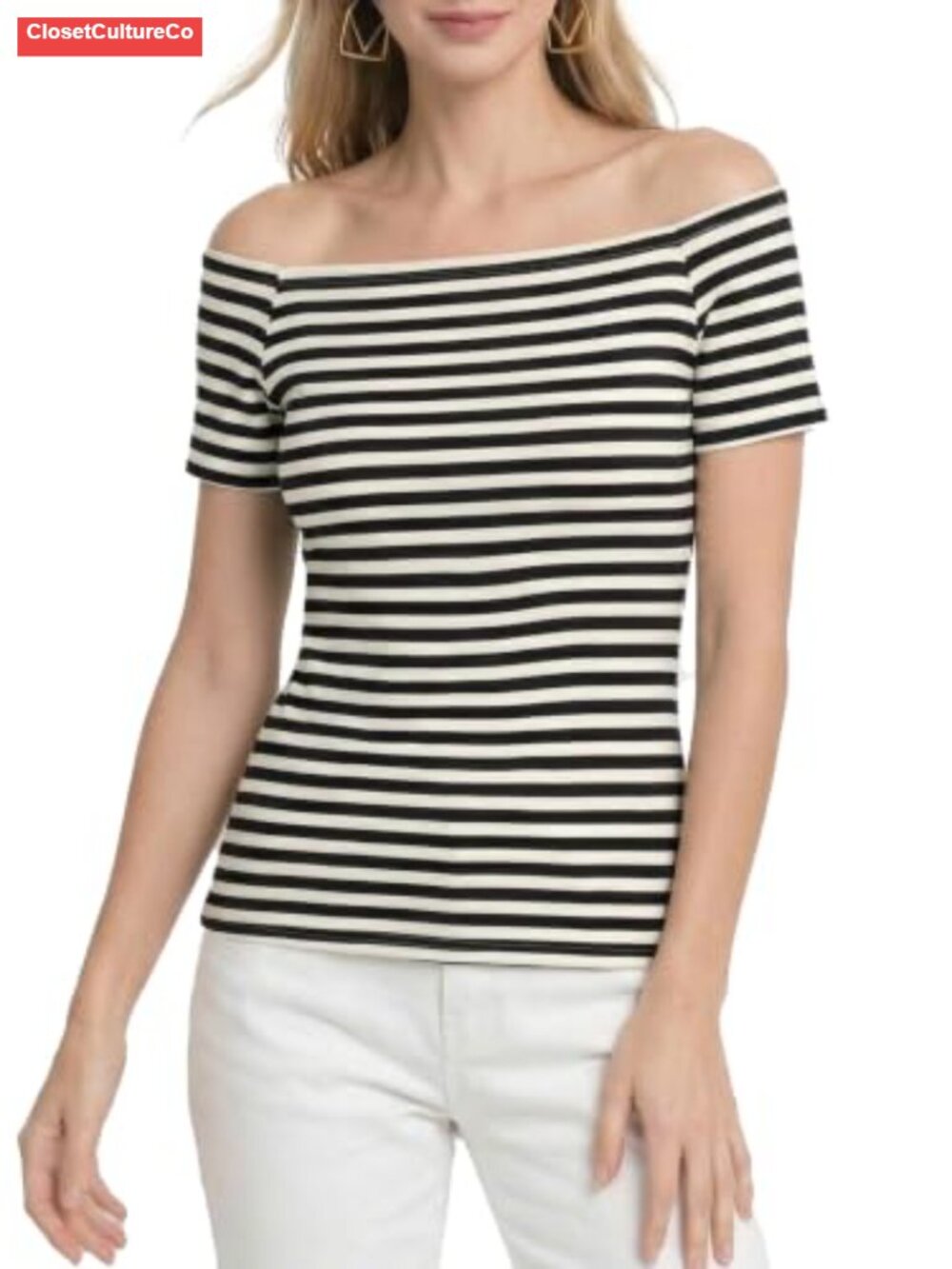 Off Shoulder Top Womens Short Sleeve Slim Fit Rayon Spandex Tee